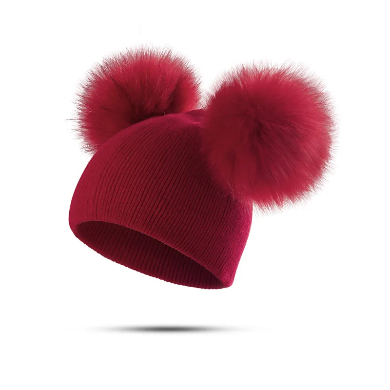 0-2 Years Winter Warm Children Knitted Hat Infant Kids Baby Wool Hat Knit Beanie Cap Windproof Big Pompom Boys Girls Pom Pom baby hat knit hat
