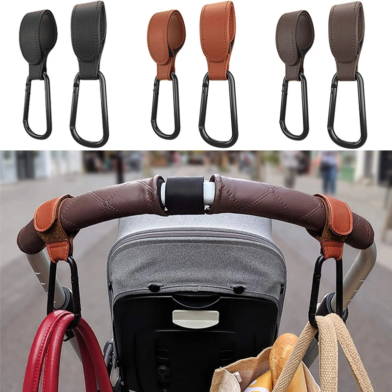 1/2pcs PU Leather Baby Bag Stroller Hook Pram Rotate 360 Degree Rotatable Velcro Cart Organizer Pram Hook Stroller Accessories best baby stroller accessories	