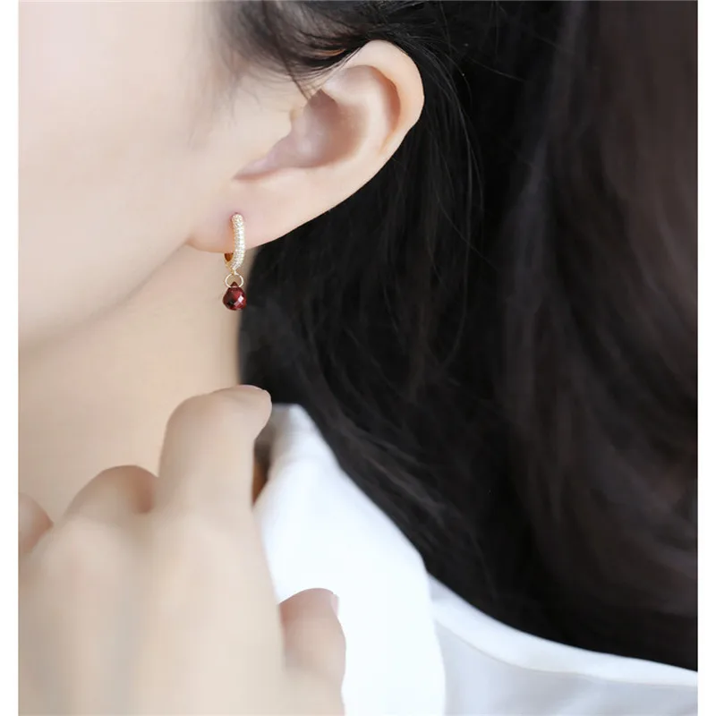 DMBS113 граненые серьги в форме капли воды женские из настоящего серебра 925 пробы