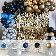 

195pcs Chrome Blue Balloon Arch Garland Kits Latex Black Balloon Wedding Bridal Birthday Party Decoration Baby Shower Supplies