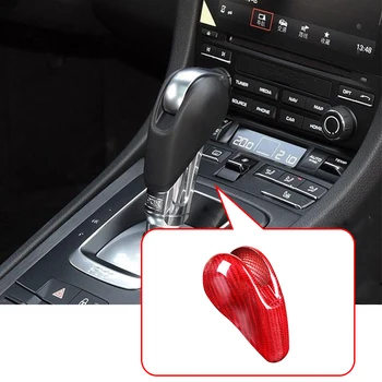 

Real Carbon Fiber For Porsche Macan Panamera Cayman 718 911 Boxster Car Accessories Interior Gear Shift Knob Head Cover Trim