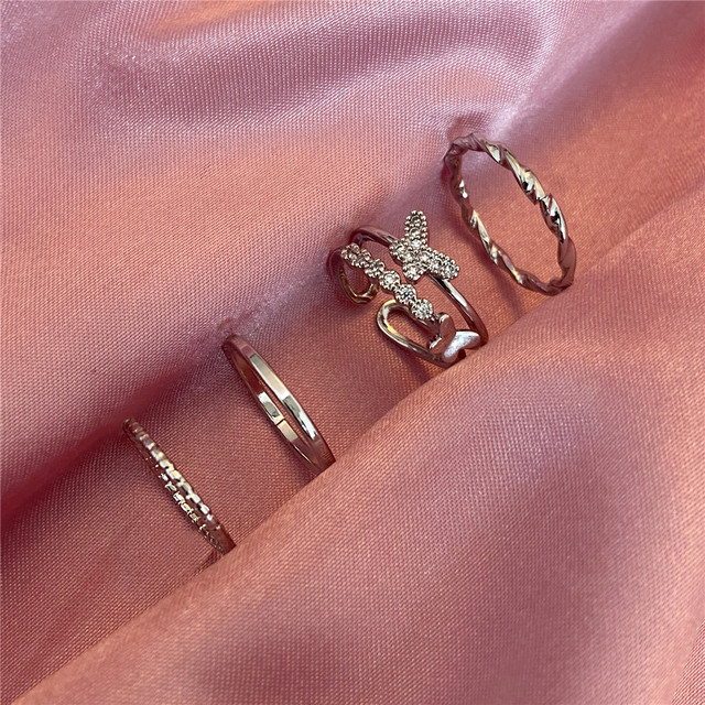 Gothic Butterfly Poker Sword Multi Element Ring Set For Women European and American Retro Personality Finger Ring Gifts