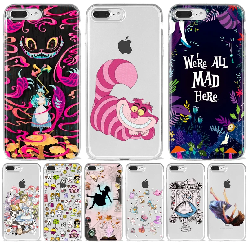 Винтажный чехол для телефона iPhone x 10 6 6s Plus 7 8 plus Alice in Wonderland с мультяшным синим