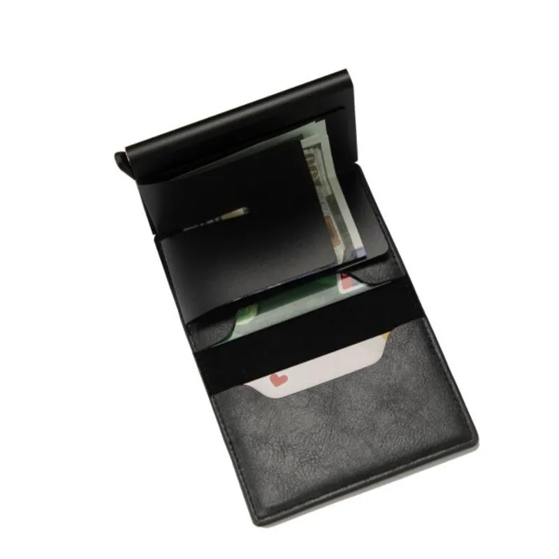 Carbon Fiber Card Holder Wallets Men Brand Rfid Black Magic Trifold Leather Slim Mini Wallet Small Money Bag Male Purses Case