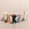 Funny Cartoon Dancing Cat Metal Keychain White Black Orange Grey Kitten Bell Trinket Car Keyring Bag Couple Pendant Pen Holder 5