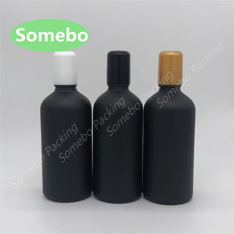 200pcs 100ml Cosmetic Oil Bottle Black Glass Roll On Bottle 100cc Matt