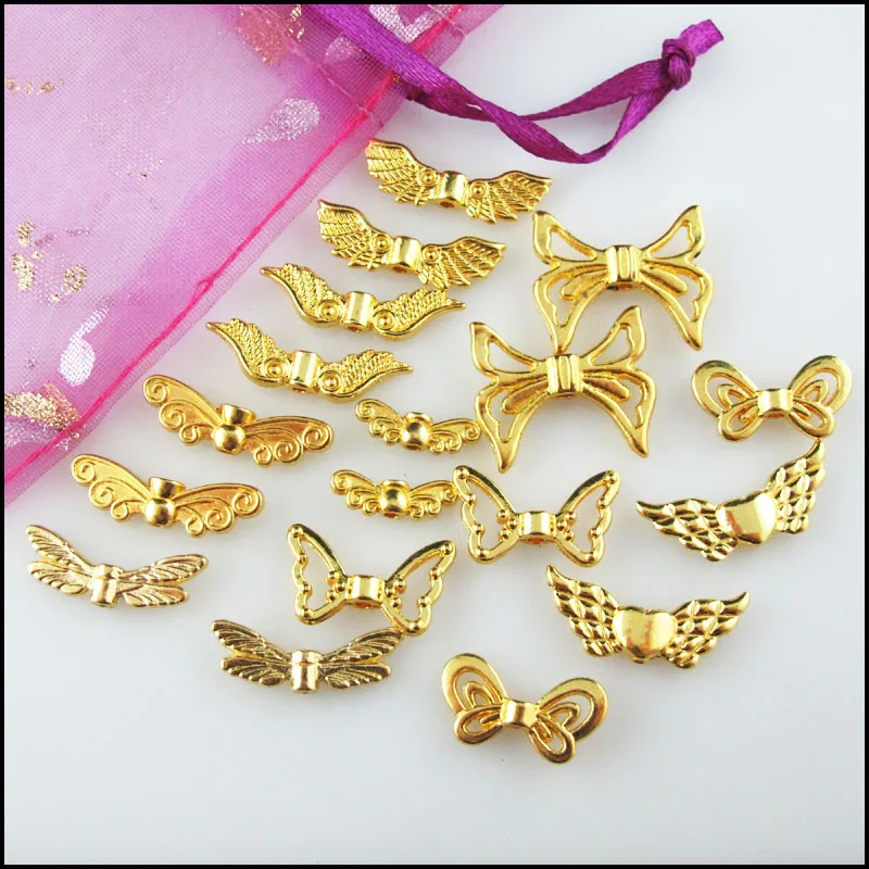 Fashion New Animal Butterfly Dragonfly Wings Angel Wings Charms Gold Color Spacer Beads