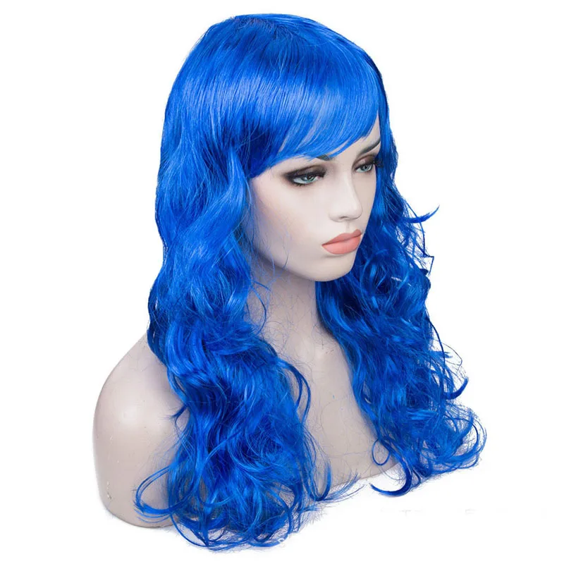 Women Lady Carnival Long Wave Curly Hair Wig Cosplay Dress Up Accessories European Amecian Roll Wigs Cap For Birthday Party