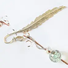 Ретро Винтажная закладка перо сушеный цветок Гипсофила образец креативные металлические закладки канцелярские подарки 19QA