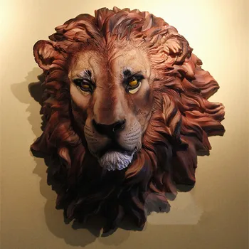 

Sales 49cm African Lion Head Figurine Wall Decor 3D Animal Head Resin Bar Club Clothing Store KTV Wall Hanging Decoration R2717