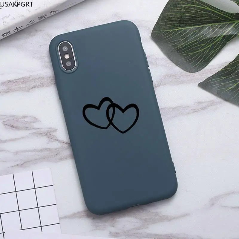 

Colorful Love Heart Phone Case For iPhone XS MAX 11 Pro X XR 7 8 6 Plus Candy Color blue Soft Silicone Cover