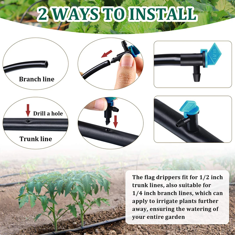 20Pcs Irrigation Drip Emitter Garden Flag Irrigation Dripper Trees and Shrubs Blue Black 2GPH drip irrigation dripper