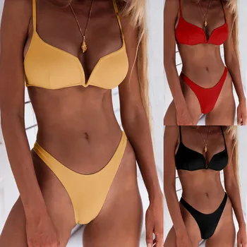 

bikini mujer Women Bandeau Bandage Bikini Set Push-Up Brazilian Swimwear Beachwear Swimsuit biquinis feminino 2019 bathing suit