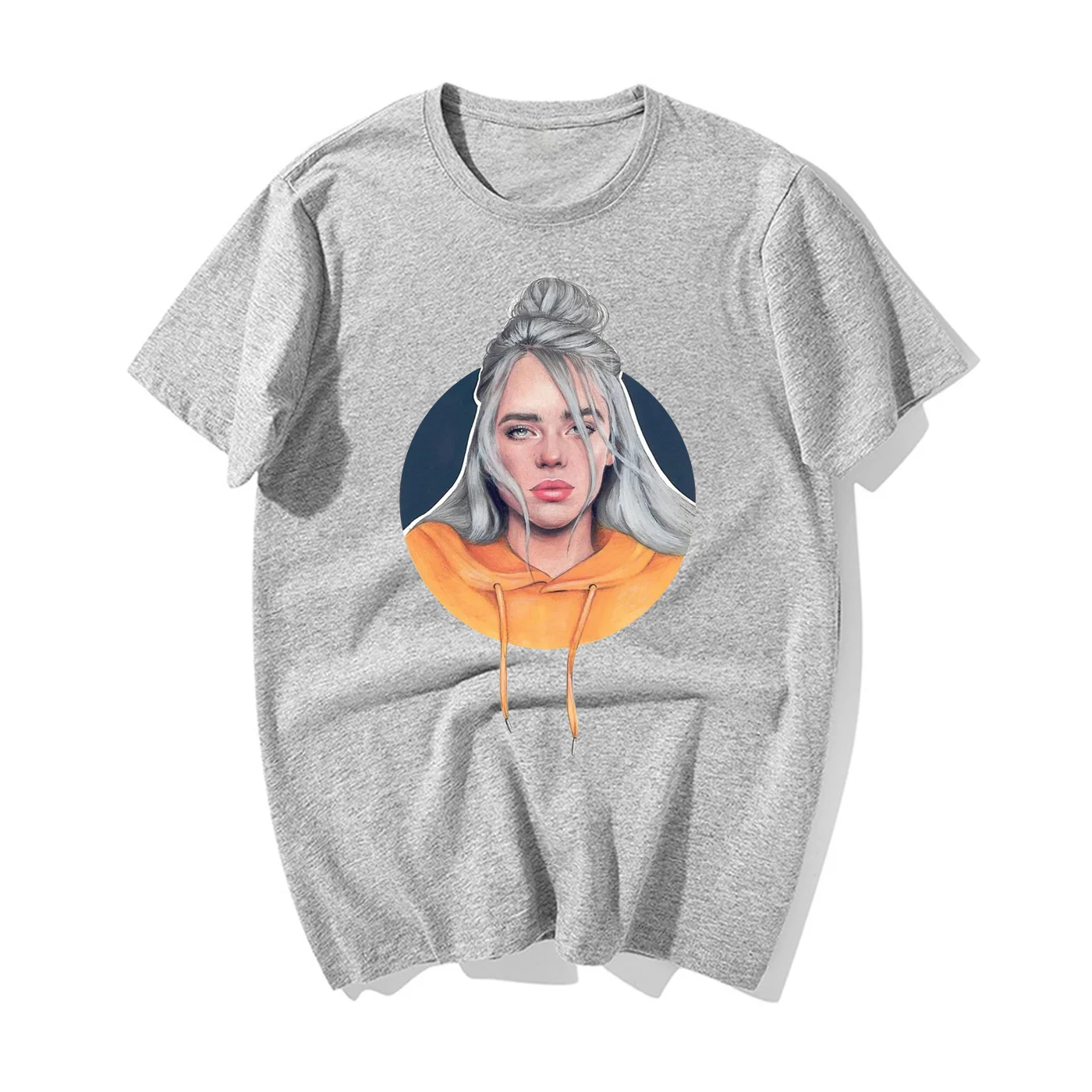 Лидер продаж, летние футболки с принтом Billie Eilish, модная черная футболка, брендовая футболка, мужские топы, хлопковая повседневная черная уличная одежда - Цвет: Gray 6