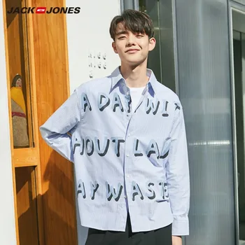 

JackJones Men's 100% Cotton Oversized Letter Printed Long-sleeved Shirt Streetwear 220105531