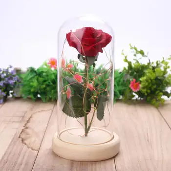 

SOLEDI LED Beautiful Preserved Fresh Flower Prop Valentine'S Day Ornament Glitter Floral Decor Festival Restaurant Flashing