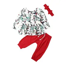 Рождественское платье для маленьких девочек от 1 до 4 лет длинные штаны, леггинсы, одежда