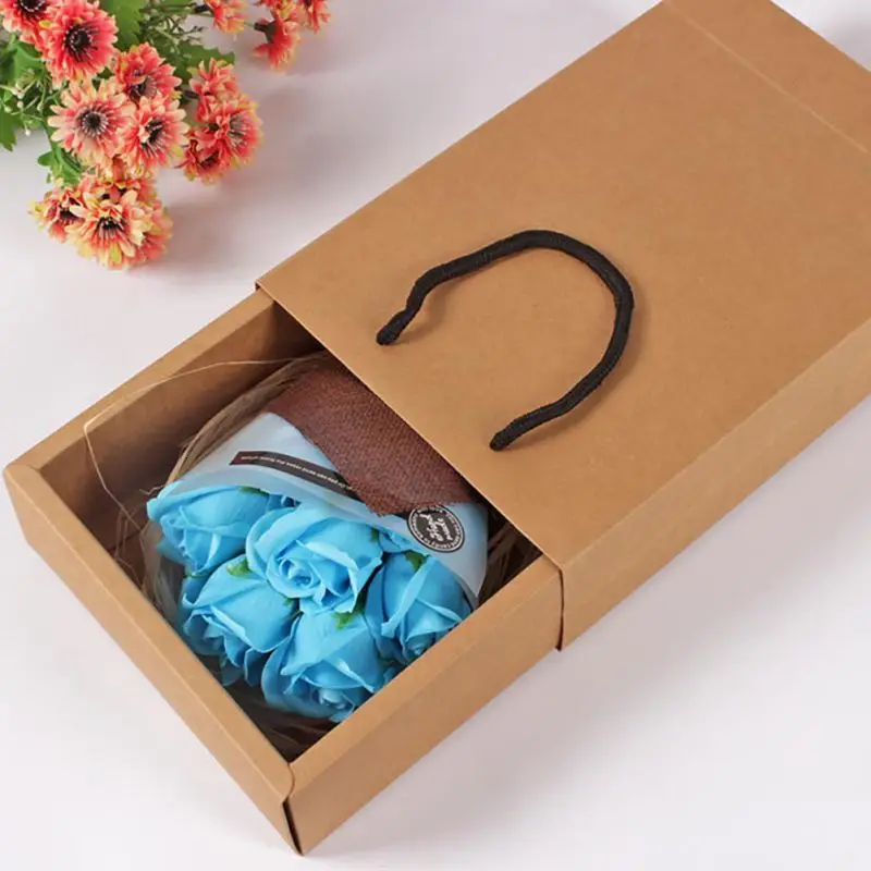 7 шт., искусственные ароматизированные Лепестки розы, букет, Подарочная коробка, банное мыло для тела, подарок на свадьбу, вечеринку, с бумажным пакетом