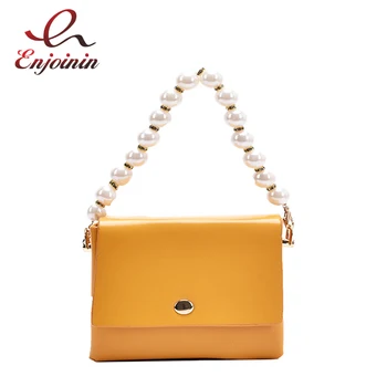

Pearl Designer PU Leather Saddle Bag Women's MINI Branded Trend Crossbody Shoulder Handbags Simple Style Fashion Hand Bag