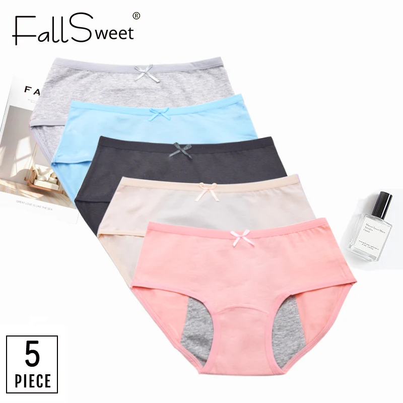 FallSweet; 5 шт/лот! Сексуальные трусики, средняя талия, менструальные трусы, герметичное нижнее белье для женщин, XXXL - Цвет: Multi5