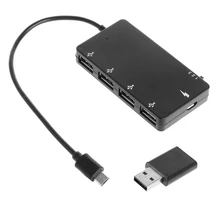 Micro USB OTG 4 Порты и разъёмы концентратор Мощность Зарядный Кабель-адаптер для смартфонов и планшетов DXAC