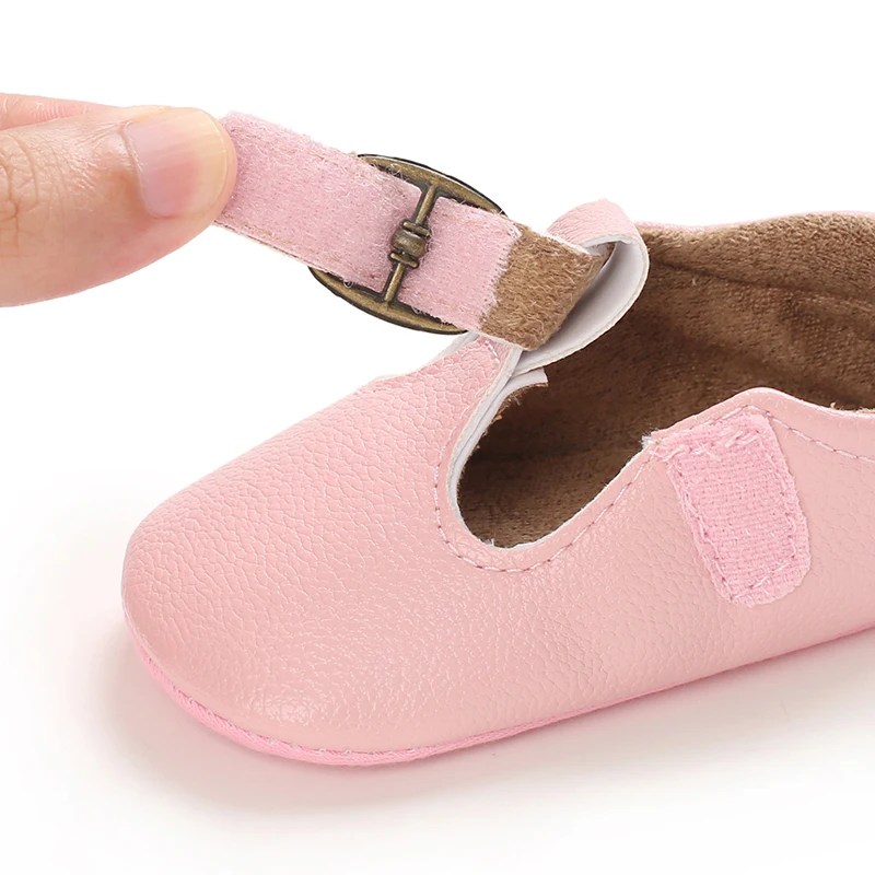 Infant Newborn Baby Girls Princess Non-Slip Floral Border Shoes Toddler Baby Soft PU Leather Prewalker Shoes Solid First Walkers