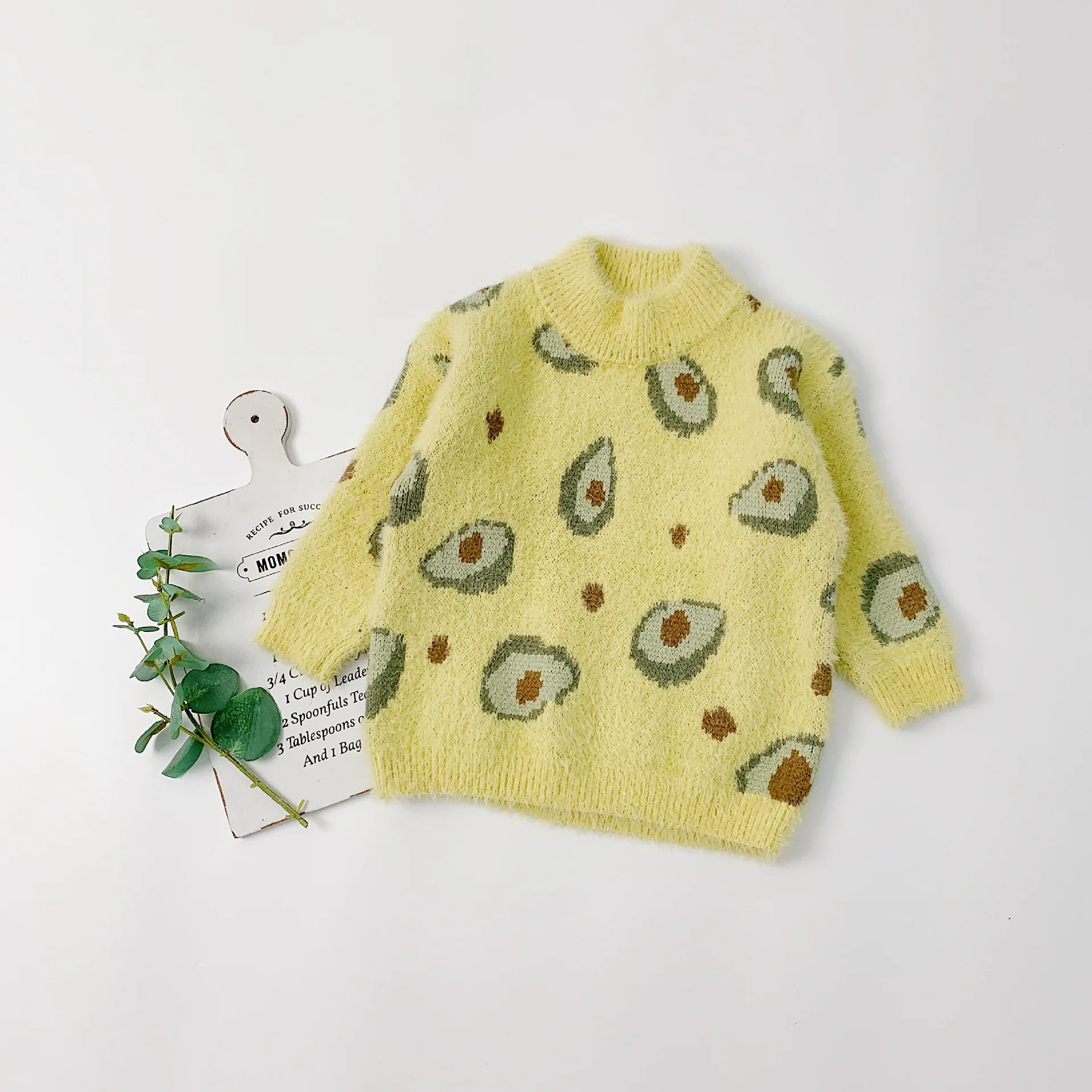 Детская одежда свитер для девочек с авокадо из норки Детская осенняя Новая Вязаная одежда Топ для девочек, детский зимний свитер