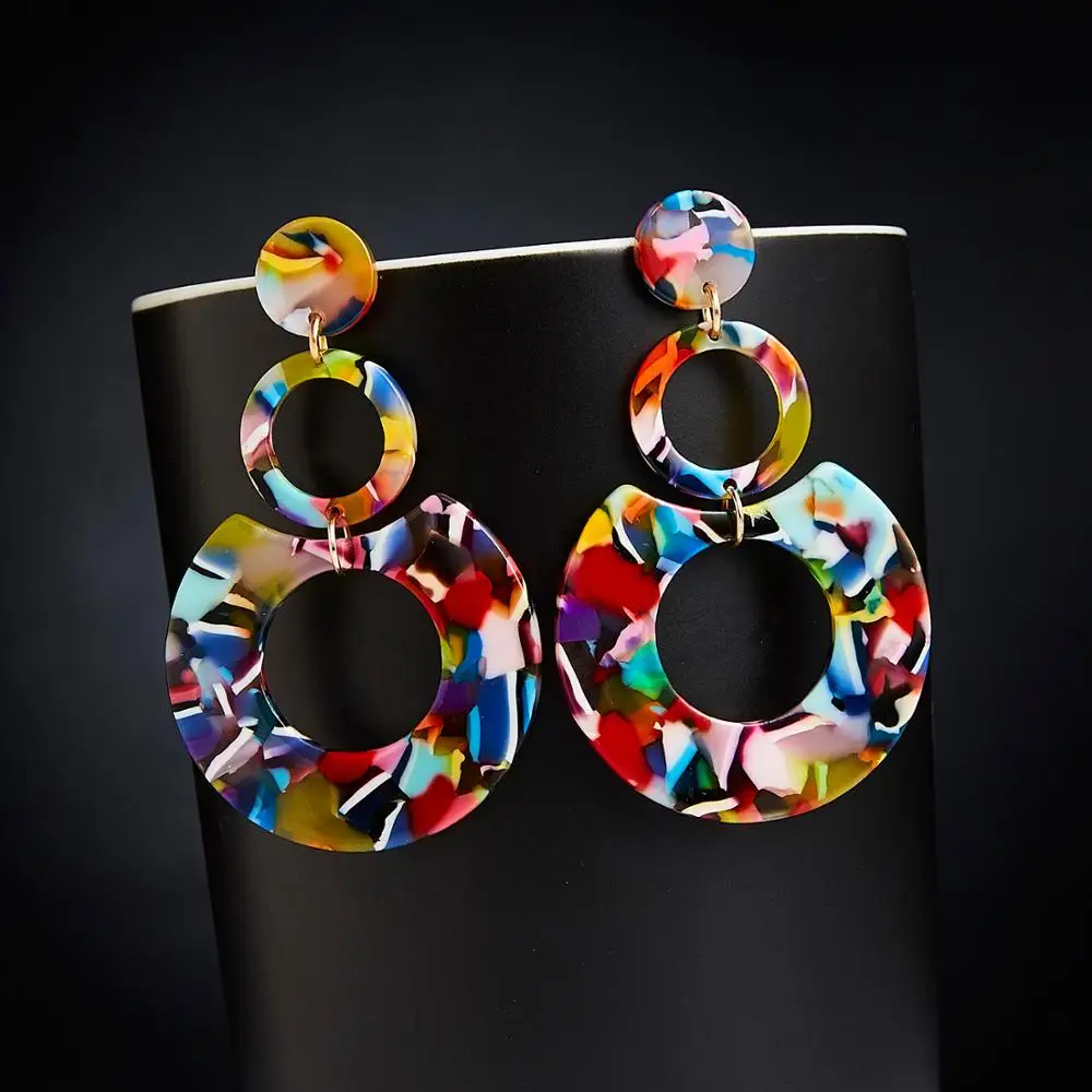 

Exaggerated Drop Earrings for Women Acrylic Acetic Acid Sheet Geometric Circle Leopard Print Dangle Earring Fashion Jewelry
