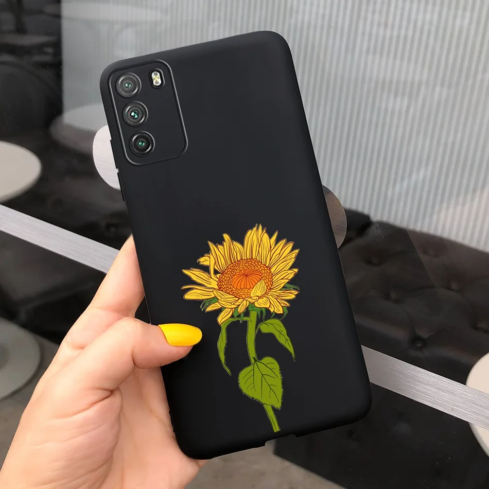 Poco M3 Silicone Phone Case For Xiaomi Poco M3 Cases Sunflower Printed Soft TPU Back Cover Funda For Xiaomi Poco M 3 M3 PocoM3 leather case for xiaomi