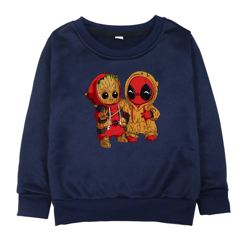 Hoodies 2 Принт с дэдпулом, свитер для маленьких девочек хлопковая Осенняя детская одежда флисовый логотип для мальчиков от 2 до 14 лет - Цвет: Hoodies 2