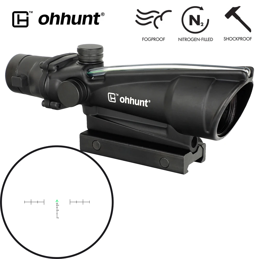 No.2 Reticle Green Ohhunt весь 3,5x35 красный или зеленый из настоящего волокна Оптика Тактический прицел BDC шеврон сетка противоударный оптический прицел охотничьи прицелы - Цвет: No.2 Reticle Green