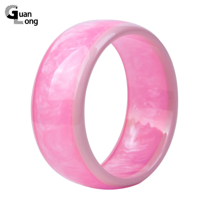 

GuanLong Colorful Charm Elegant Hand Bangle Big Circle Wide Bangles for Women Resin Acrylic Statement Fashion Jewelry Bracelet