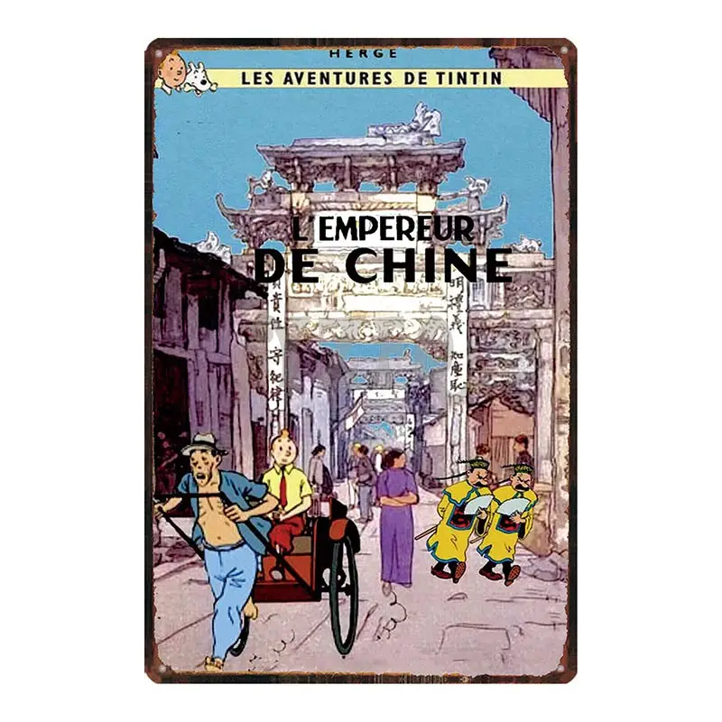 Tintin во Франции Оловянная металлическая табличка металлическая винтажная потертая шикарная детская Подарочная настенная домашняя художественная Детская комната Декор Живопись DU-4213A - Цвет: DU-4223