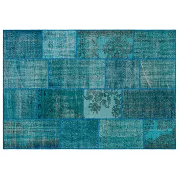 

Handmade Turquoise Vintage Overdyed Patchwork Area Rug 160x230 Cm-5'3''X7'7''