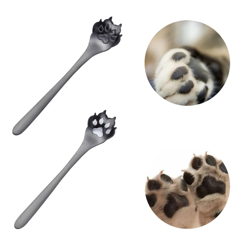 

Cat Claw Dog Claw Shape Coffee Spoon 304 Stainless Steel Tea Spoon Dessert Spoon Long Handle Tableware