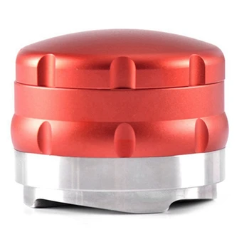 

Adjustable Stainless Steel Coffee Tamper Four Angled Slopes Base Adjustable Distribution Espresso Tools for Barista-Red