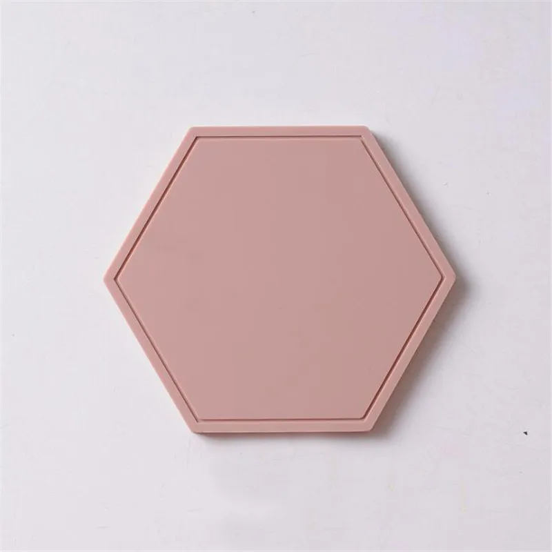 pink Креативные силиконовые подставки противоскользящие термоизолированные чашки коврики шикарные шестигранные полые чашки кружки Pad INS украшение дома 1 шт - Цвет: pink