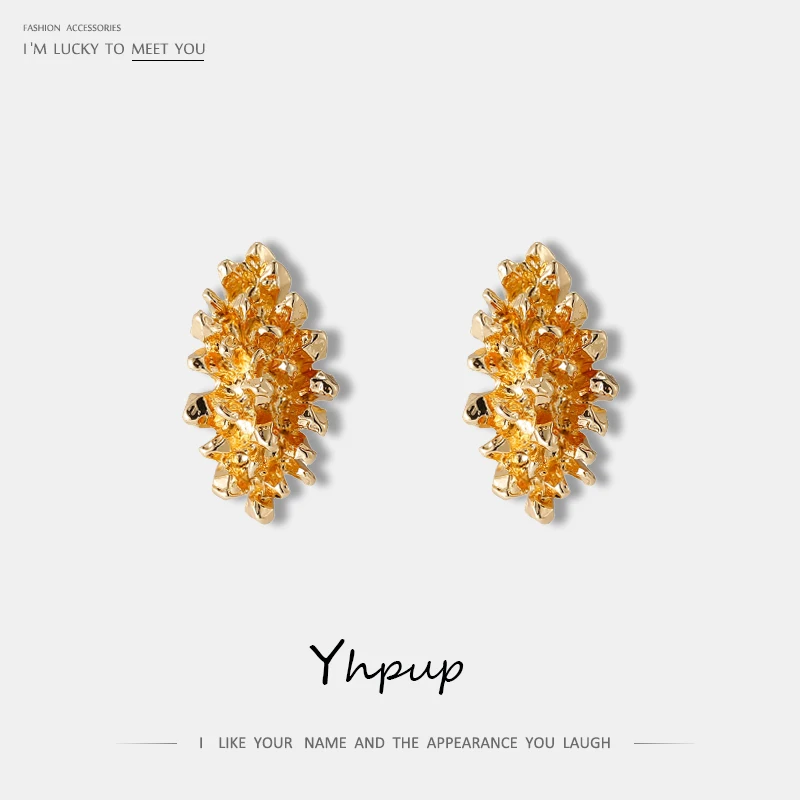 

Yhpup Trendy Metal Zinc Alloy Stud Earrings Irregular Geometric Statement Charm Brincos Bijoux Femme for Women Party Jewelry New