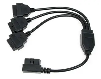 

100pcs OBD2 16Pin OBD2 16 Pin 1 in 3 Male To Three Female For Elm327 Transfer Car Diagnostic Cable and Connector