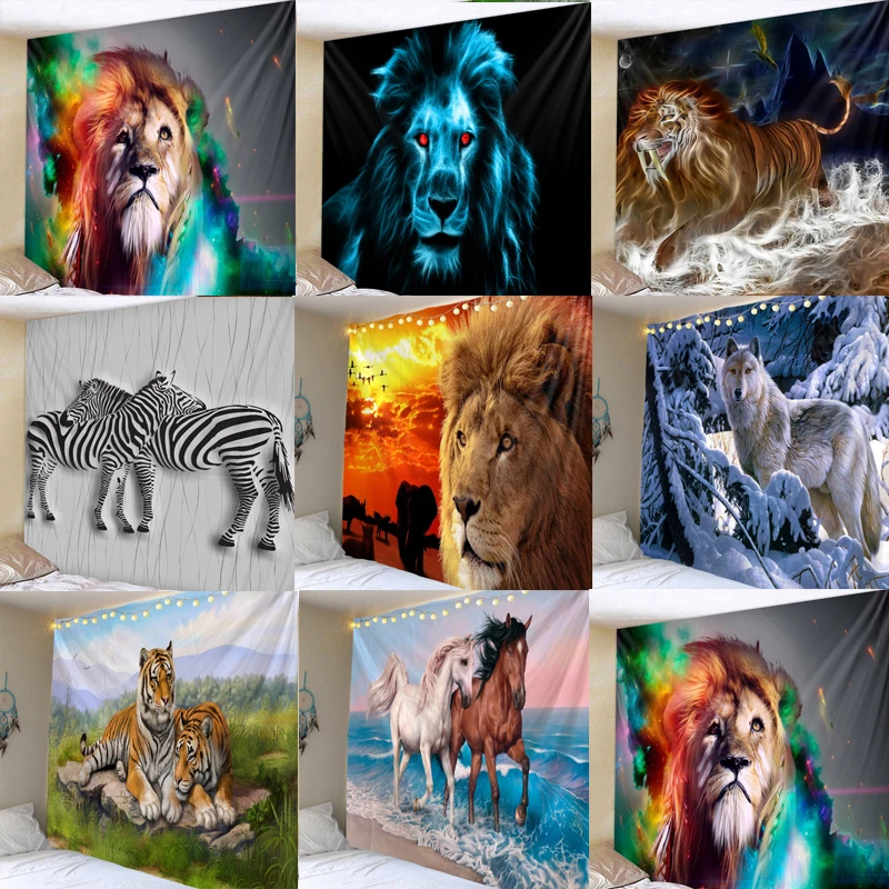 Настенная подвеска Zebra Львиный гобелен простыни с животными волк тигр