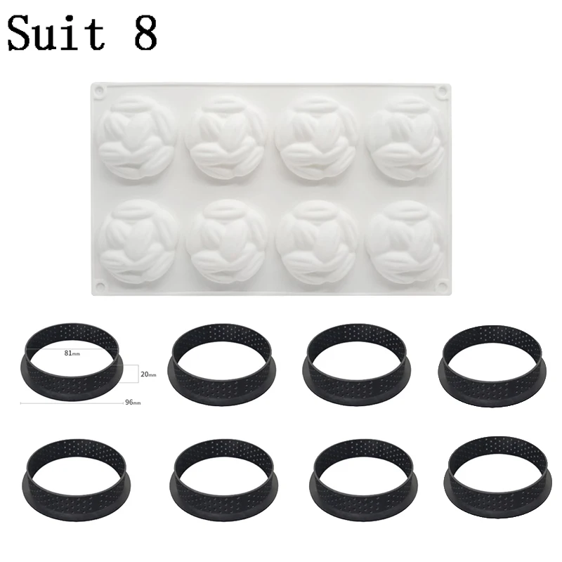 Suit 8 SHENHONG, силиконовая форма для торта, шоколадного кекса, десерта, декораторы, миндальный мусс, кондитерские формы для выпечки, пирожное кольцо, инструменты для украшения - Цвет: Suit 8