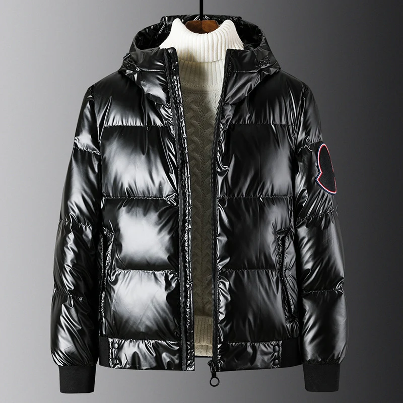 Newly Winter Jacket Mens Thermal Thick Coat Snow Male Warm Outwear Fashion PU Leather Zippered Down Jacket for Men BFE88