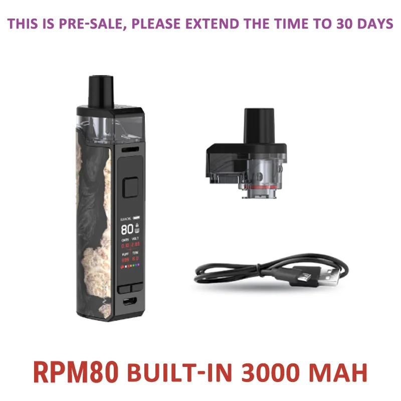 Новинка RPM80 Pod Vape комплект 3000 мАч батарея 5 мл картридж и SMOK RPM80 PRO комплект RPM RPM80 RGC Pod электронная сигарета испаритель RPM80 VS RPM40 - Цвет: RPM80blackwood