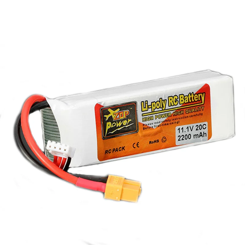 

2PCS ZOP Power 11.1V 2200MAH 3S 20C Lipo Battery XT60 Plug For Rc Racing Car Camera Drones FPV Quadcopter Airplane