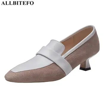 

ALLBITEFO mixed colors suede genuine leather women high heel shoes fashion women heels shoes high heels office work shoes