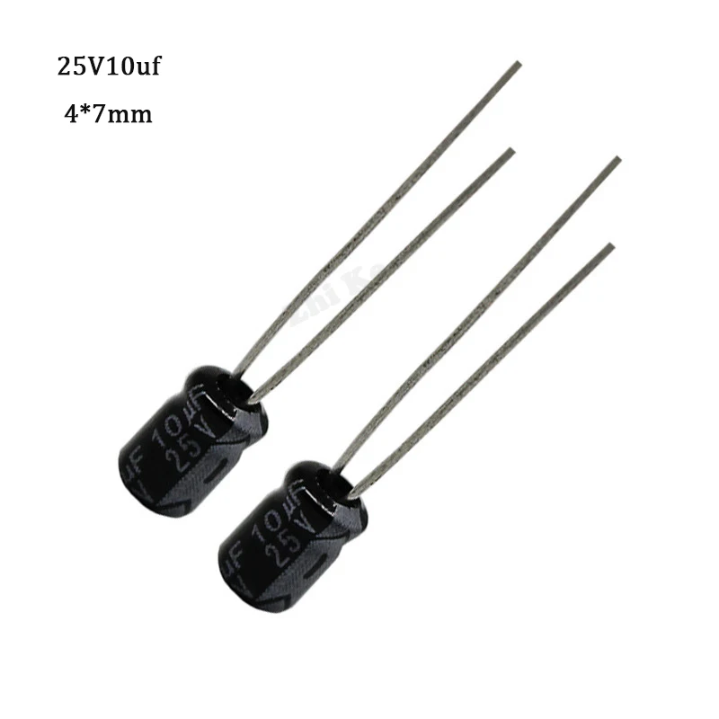 50pcs/lot 10UF 25V 10mf 105C 4X7mm Aluminum Electrolytic Capacitor 25V10UF radial lead 50pcs | Электронные компоненты и