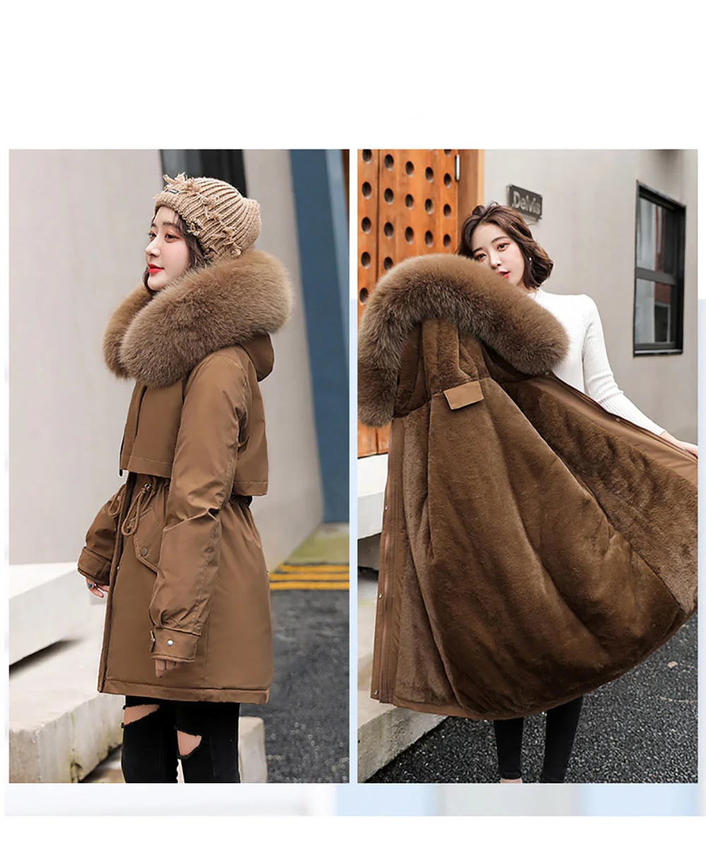 black puffer coat womens 2021 New Fashion Long Winter Coat Women Clothing Wool Liner Hooded Parkas Slim With Fur Collar Warm Winter Jacket Women petite long puffer coat