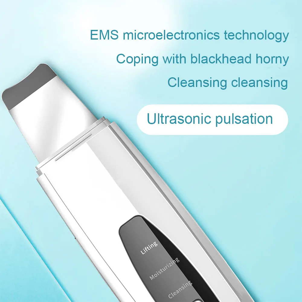 Portable Rechargeable Ultrasonic Face Skin Scrubber Peeling Shovel Machine Face Exfoliator Cleaner-Blackhead Acne Removal Face