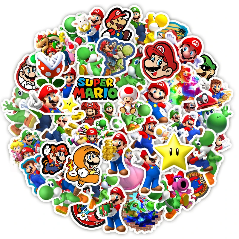 50 шт. наклейка s Super Mario Милая мультяшная наклейка в стиле граффити игрушки для скейтборда ПВХ ноутбук велосипед водостойкие Переводные картинки