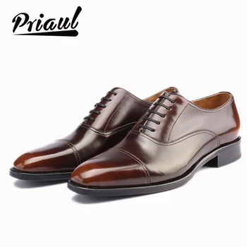 

Leather Shoes Men Oxford Real Genuine Leather Custom Fashion Office Dress Wedding Luxury Brand Formal Party Mens Derby Shoe